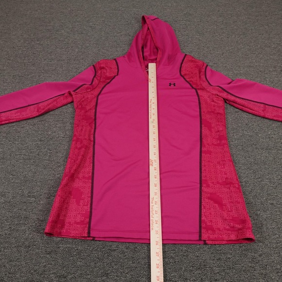 Under Armour Hoodie Womens XL Pink ColdGear V-Neck Pullover Stretch Thermal - Picture 6 of 12